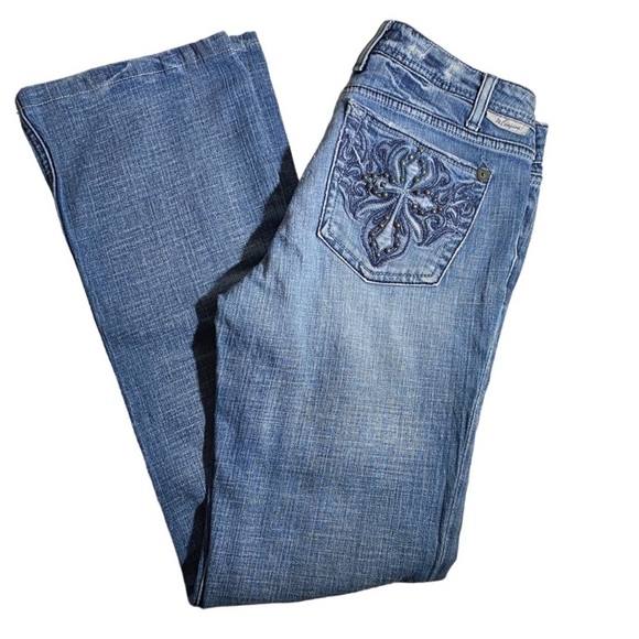J & Company Denim - J & Company Womens Vintage Blue Embroidered Jeans